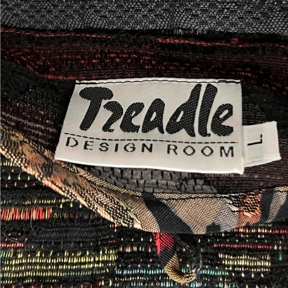 Vtg Tzeadle tapestry reversible Colorful Geometric Pattern jacket Vest size L - Picture 7 of 8